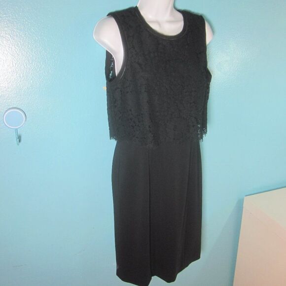 Rebecca Taylor Womens Size 4 Black Knee Length Dress with Lace Overlay Unworn - Picture 5 of 13